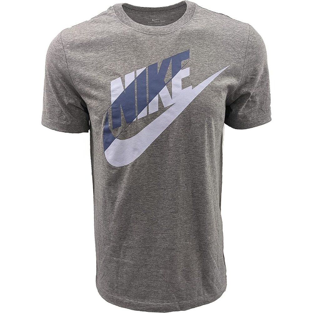 Nike Men's Purple Swoosh Block Futura Sportswear Athletic Performance Gray Shirt